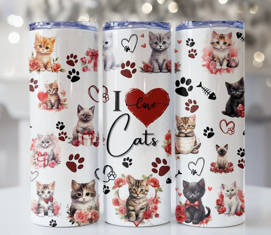 TUMBLER 20oz I LOVE CATS